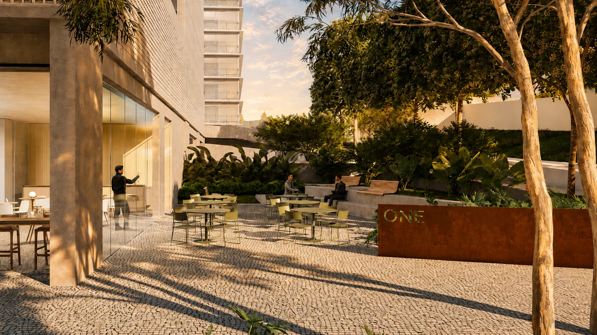 Área verde e convivência do One Office Tower